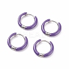 Two Tone 304 Stainless Steel Chunky Huggie Hoop Earrings with Enamel for Women EJEW-C043-11-04P-1