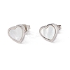 6 Pairs Natural White Shell Heart Stud Earrings EJEW-G291-02P-2