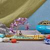 Natural Amethyst with Green Aventurine Chips with Brass Incense Burner Holder DJEW-G027-19RG-01-5