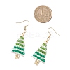 304 Stainless Steel Glass Christmas Tree Dangle Earrings EJEW-MZ00521-4