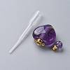 Natural Amethyst Openable Perfume Bottle Pendants G-K420-05-3