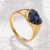 Heart Natural Lapis Lazuli Finger Rings RJEW-D303-01G-03-4