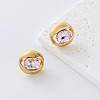 304 Stainless Steel Rhinestone Stud Earrings for Women OH3456-2-1