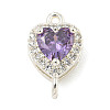 Brass Pave Cubic Zirconia Connector Charms KK-Z072-06S-07-1