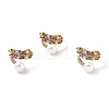Colorful Cubic Zirconia Wheat with Natural Pearl Open Cuff Ring RJEW-F134-04G-4