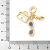 Brass Micro Pave Clear Cubic Zirconia European Dangle Charms KK-K368-29G-3