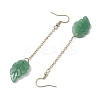 Glass Leaf & 304 Stainless Steel Dangle Earrings for Women EJEW-JE06232-4