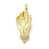 Brass Micro Pave Clear Cubic Zirconia Palm Connector Charms KK-C072-13G-1