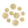 10Pcs 5 Styles Rack Plating Flower Brass Micro Pave Clear Cubic Zirconia Bead Caps KK-CJ0002-73-8