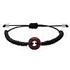 Natural Red Jasper Donut Braided Bead Bracelet BJEW-SW00047-11-1