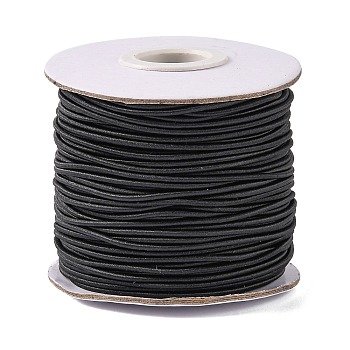 Round Elastic Cord, with Nylon Outside and Rubber Inside, Black, 1.5mm, about 49.21 yards(45m)/roll