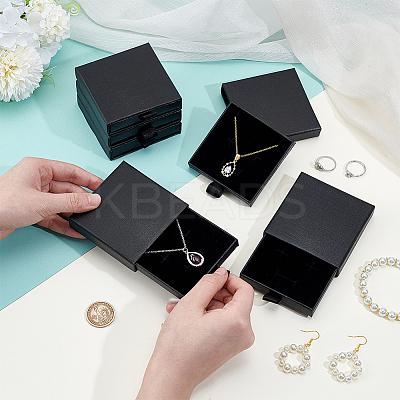 Cardboard Jewelry Set Storage Drawer Boxes CON-WH0112-007B-1