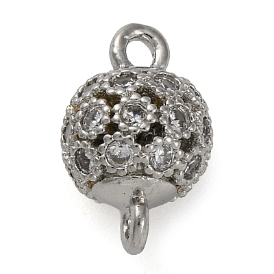 Brass Micro Pave Clear Cubic Zirconia Connector Charms KK-A230-06B-P-1