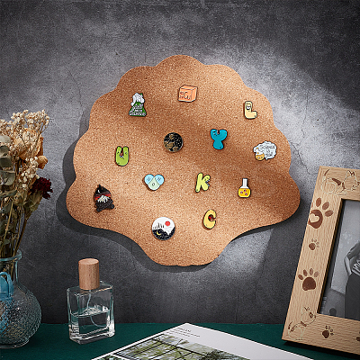 Shell Shape Wall Mounted Brooch Jewelry Display Cork Tray AJEW-WH0433-01B-1