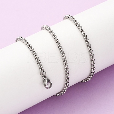 3MM 304 Stainless Steel Rolo Chain Necklaces NJEW-P338-08P-1