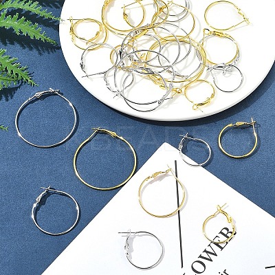 32Pcs 8 Styles Iron Huggie Hoop Earring Findings IFIN-FS0001-49A-1