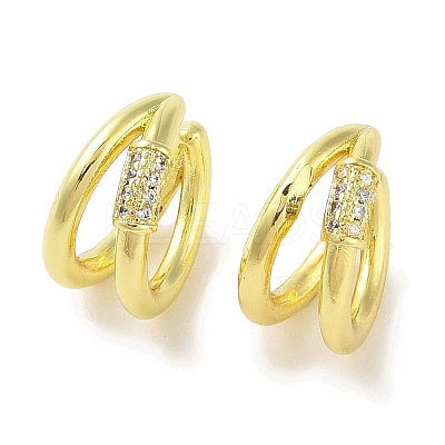 Brass Micro Pave Clear Cubic Zirconia Cuff Earrings for Women EJEW-I305-08G-1
