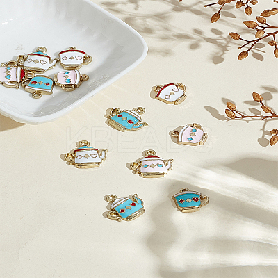 12Pcs 6 Styles Zinc Alloy Enamel Pendants ENAM-LP0001-43-1