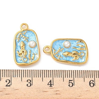 304 Stainless Steel Enamel Octopus Pendants STAS-I346-05G-04-1