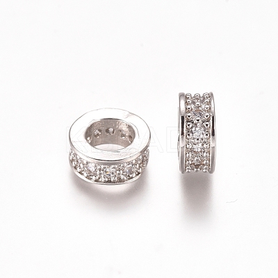 Brass Micro Pave Clear Cubic Zirconia European Beads ZIRC-I038-23P-1