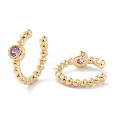 Brass Micro Pave Cubic Zirconia Cuff Earrings EJEW-H109-01I-G-1