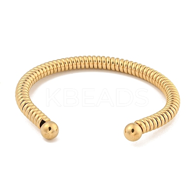 Ion Plating(IP) Telephone Wire Style 304 Stainless Steel Cuff Bangles BJEW-P331-05G-1