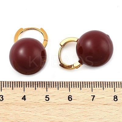 Round Brass Enamel Hoop Earrings for Women EJEW-U055-08G-1