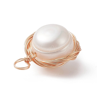 Natural Cultured Freshwater Pearl Pendants PALLOY-JF01979-01-1