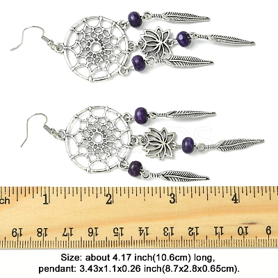 Alloy Feather Dangle Earrings EJEW-FS00028-1