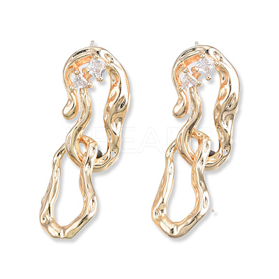 Clear Cubic Zirconia Interlocking Twist Oval Dangle Stud Earrings EJEW-N012-50LG-1