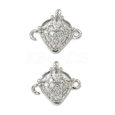 Brass Pave Clear Cubic Zirconia Fruit Connector Charms KK-Z109-01P-01-1
