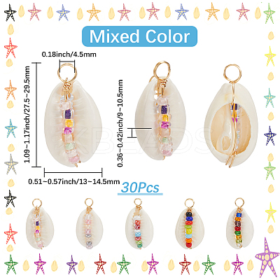 30Pcs Natural Shell Pendants FIND-SC0015-63-1