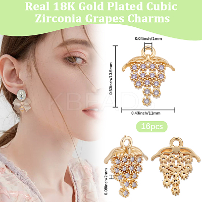16Pcs Brass Micro Pave Cubic Zirconia Pendants KK-BBC0018-67-1