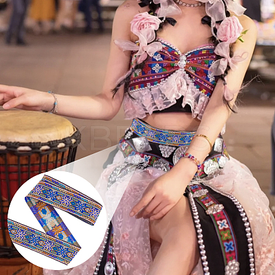 Ethnic Style Embroidery Polyester Ribbons OCOR-WH0079-40A-1