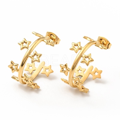 Star Wrap Stud Earrings EJEW-G293-01G-1