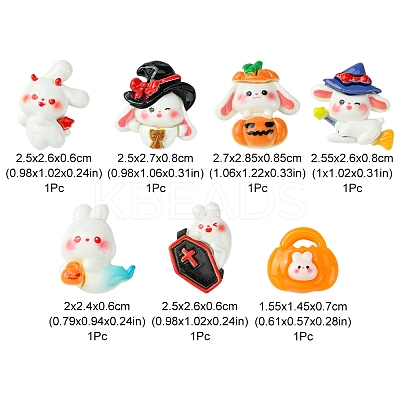 7Pcs 7 Styles Halloween Opaque Resin Decoden Cabochons CRES-FS0001-68-1