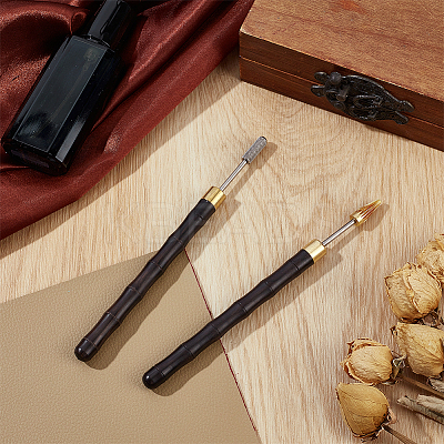 2Pcs 2 Styles Stainless Steel Leather Edge Oil Pen TOOL-NB0002-29B-1