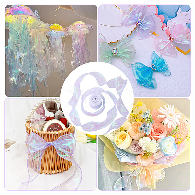 5Rolls Flat Rainbow Color Organza Ribbon OCOR-CY0003-29A-1
