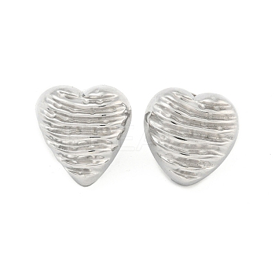 Non-Tarnish Heart 304 Stainless Steel Ear Studs EJEW-L290-011P-1