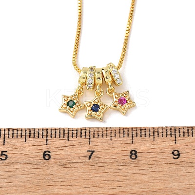 Brass Pave Colorful Cubic Zirconia Pendant Box Chain Adjustable Slider Necklaces LS-NJEW-D348-03B-G-1