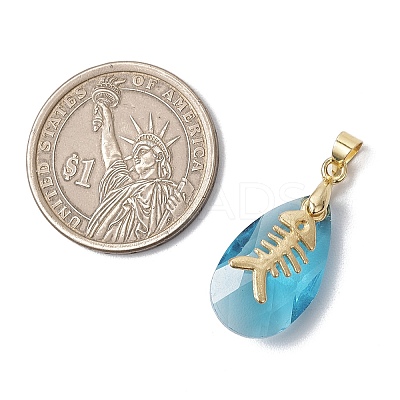 Ocean Themes Alloy & Glass Teardrop Pendants PALLOY-JF03880-1