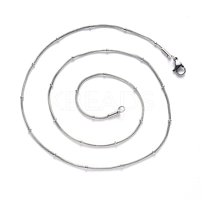 Non-Tarnish 304 Stainless Steel Round Snake Chain Necklace NJEW-S420-009B-P-1