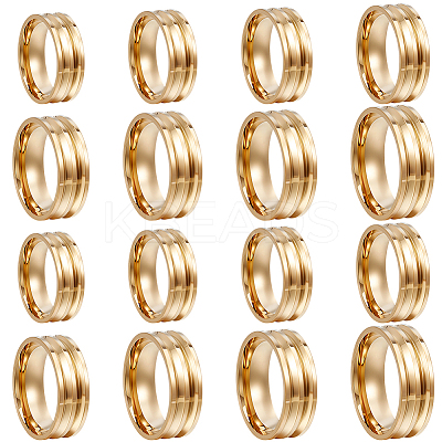 16Pcs 8 Styles 201 Stainless Steel Grooved Finger Ring Settings STAS-SC0010-64-1