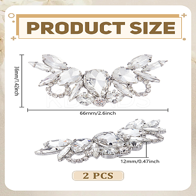 2Pcs Alloy Rhinestone Shoe Buckle Clips FIND-LP0009-90P-1