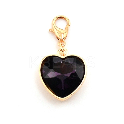 Heart Glass Pendant Decorations HJEW-WH0036-19B-1