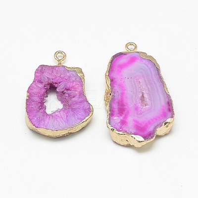 Natural Druzy Agate Slices Pendants G-Q494-65D-G-1