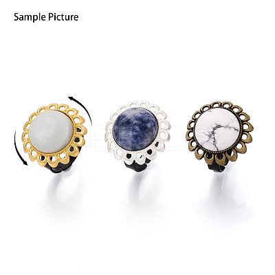 Adjustable Flower Alloy & Iron Bezel Cup Ring Base with Rotatable Tray MAK-T012-08G-1