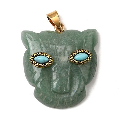 Natural Green Aventurine & Synthetic Turquoise Pendants G-Z090-02G-02-1