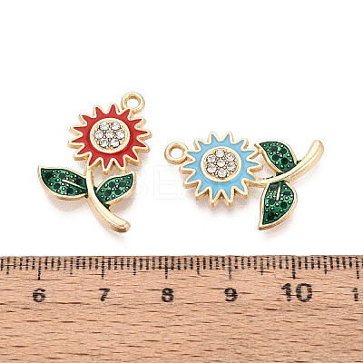 Alloy Rhinestone & Enamel Pendants ENAM-T024-34M-G-1