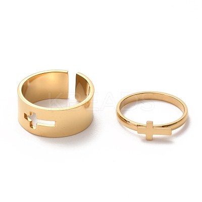 304 Stainless Steel Finger Rings Sets RJEW-F117-02G-1